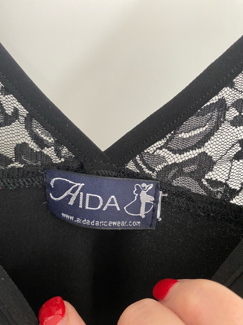 Aida ballroom practice west Black Lace Sleeve V-Neck Top - Picture 2 of 5
